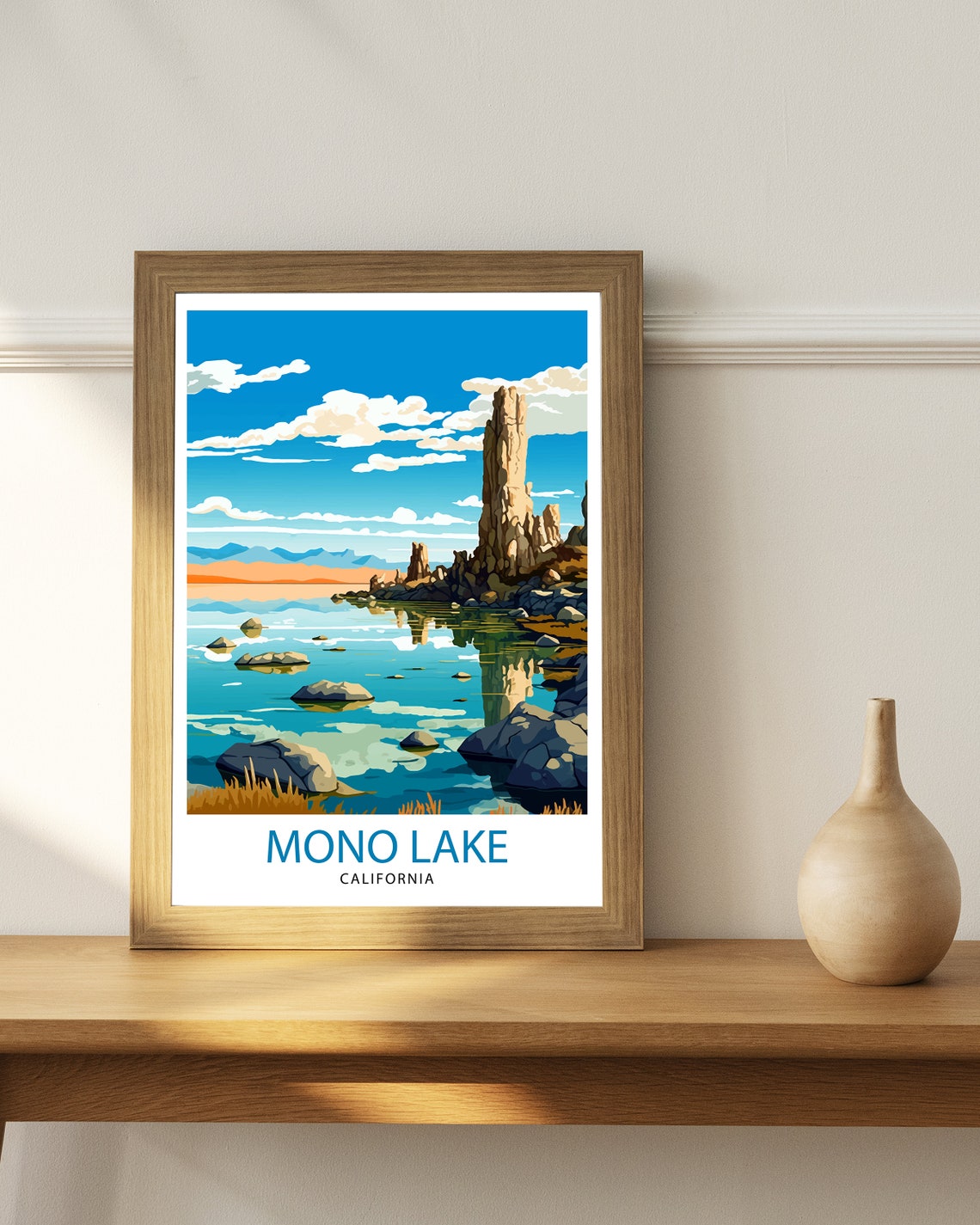 Mono Lake California Ancient Tufa Towers Still Reflection Poster - Image 2