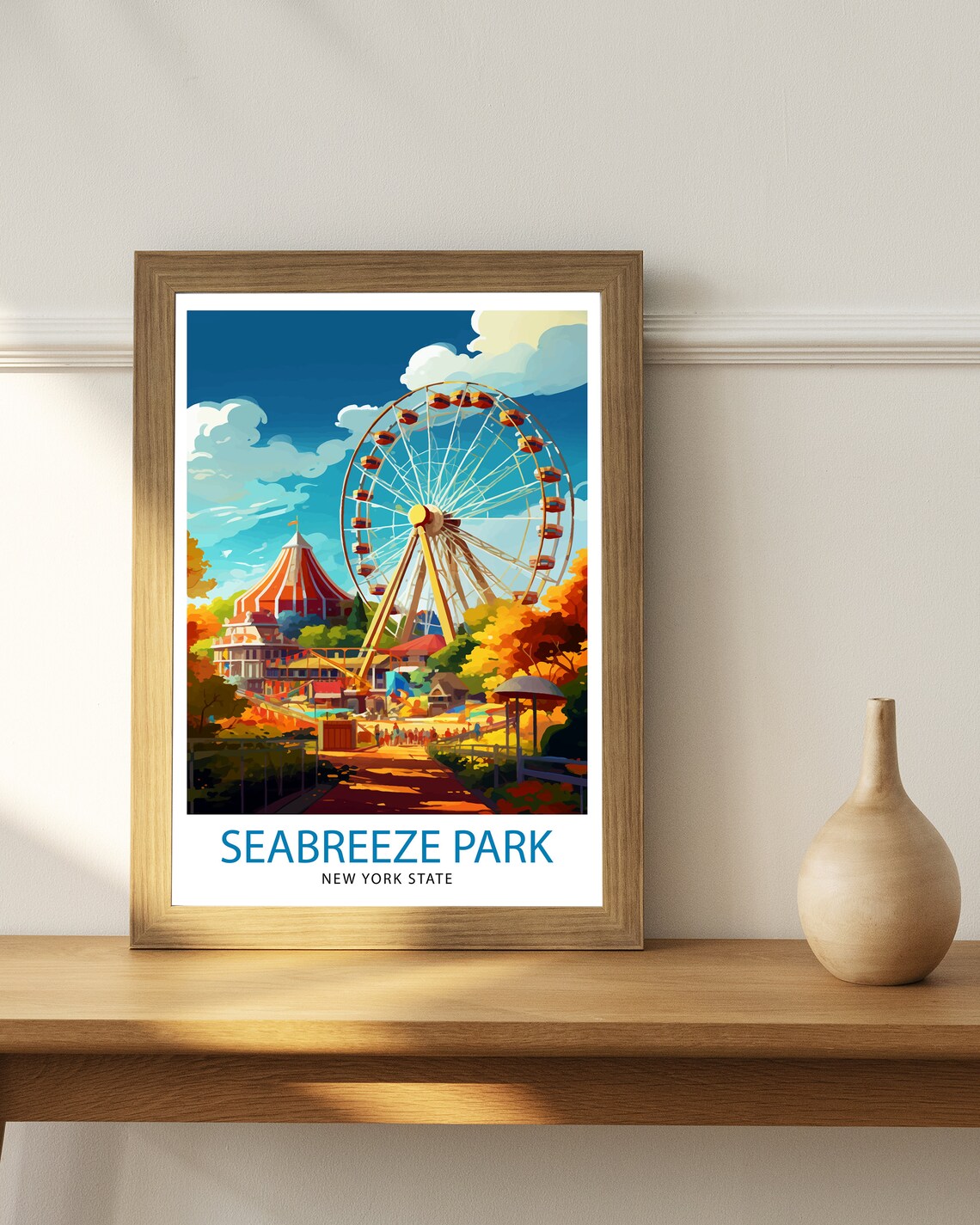 Seabreeze Amusement Park Texas Travel Poster - Image 2