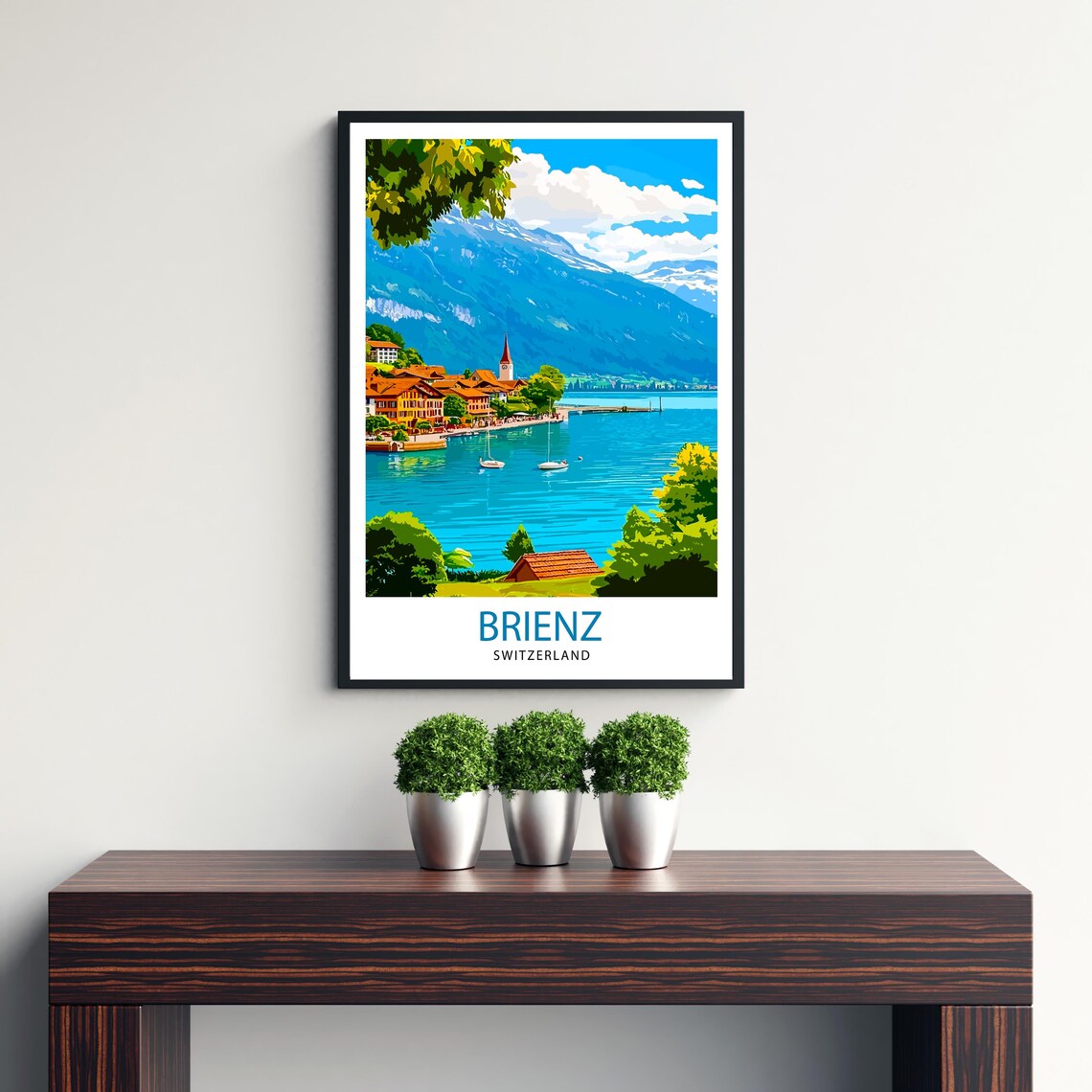 Brienz Switzerland Alpine Lake Vintage Style Travel Poster Wall Decor - Image 3