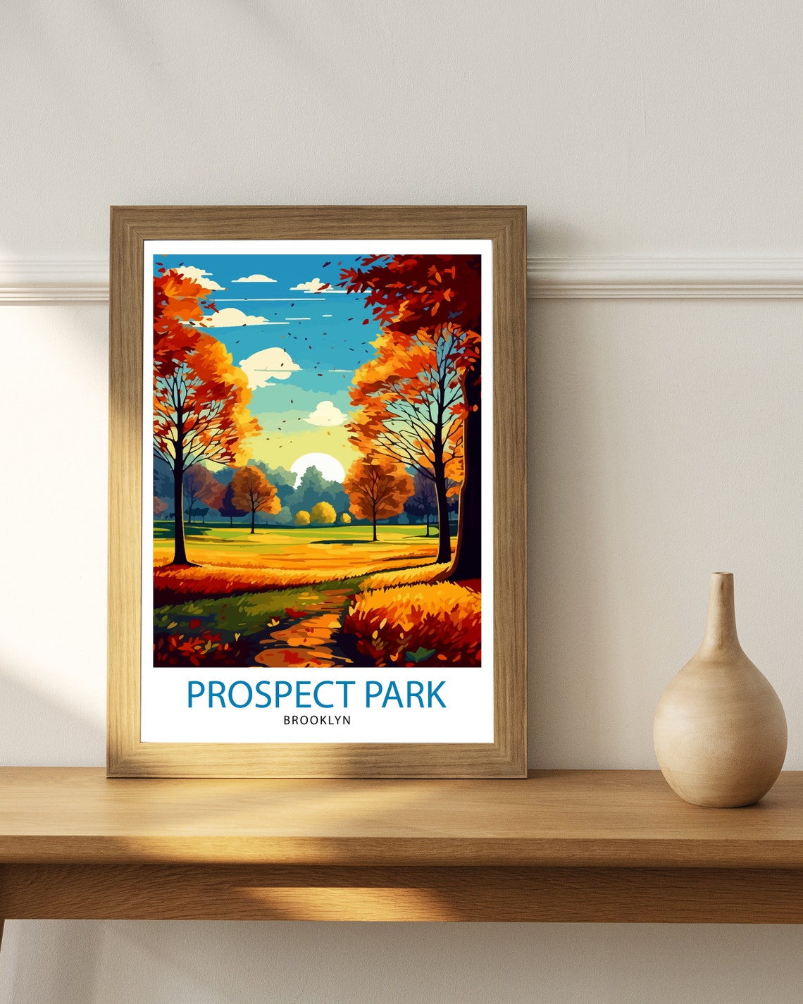 Prospect Park Brooklyn Autumn Trees Golden Path Fall Art Poster - Image 2