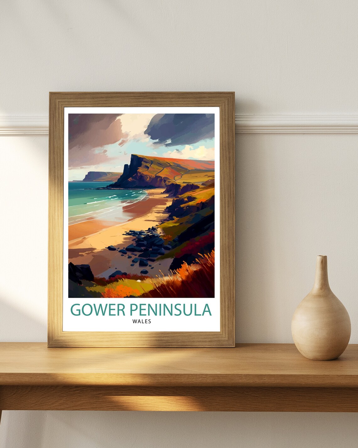 Gower Peninsula Wales Travel Poster, Europe Decor - Image 2