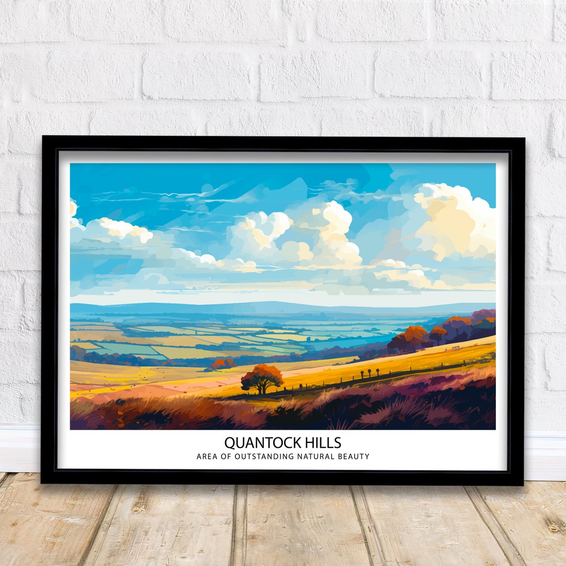Quantock Hills Somerset Golden Countryside AONB Travel Poster