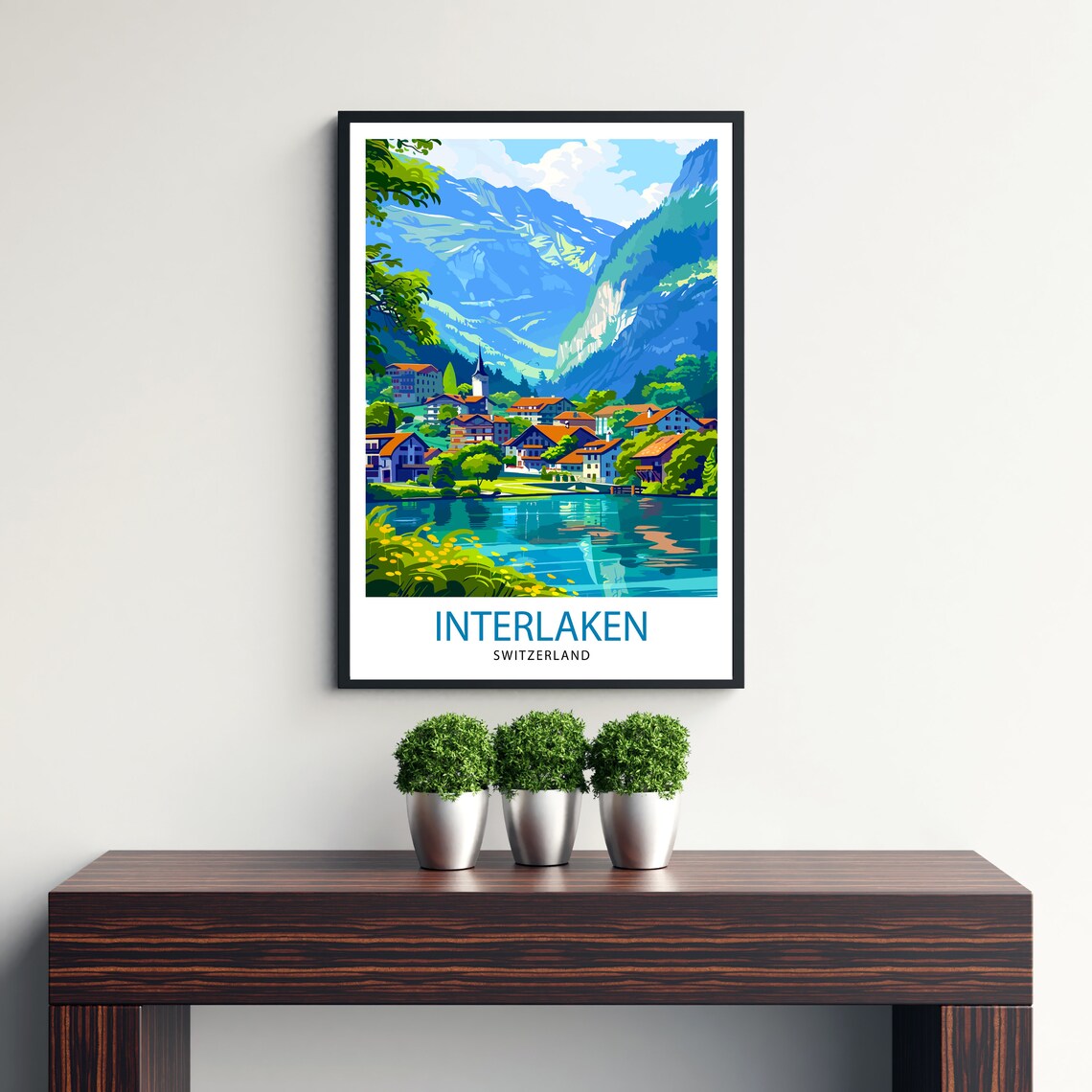 Interlaken Switzerland Travel Poster, Europe Illustration - Image 3