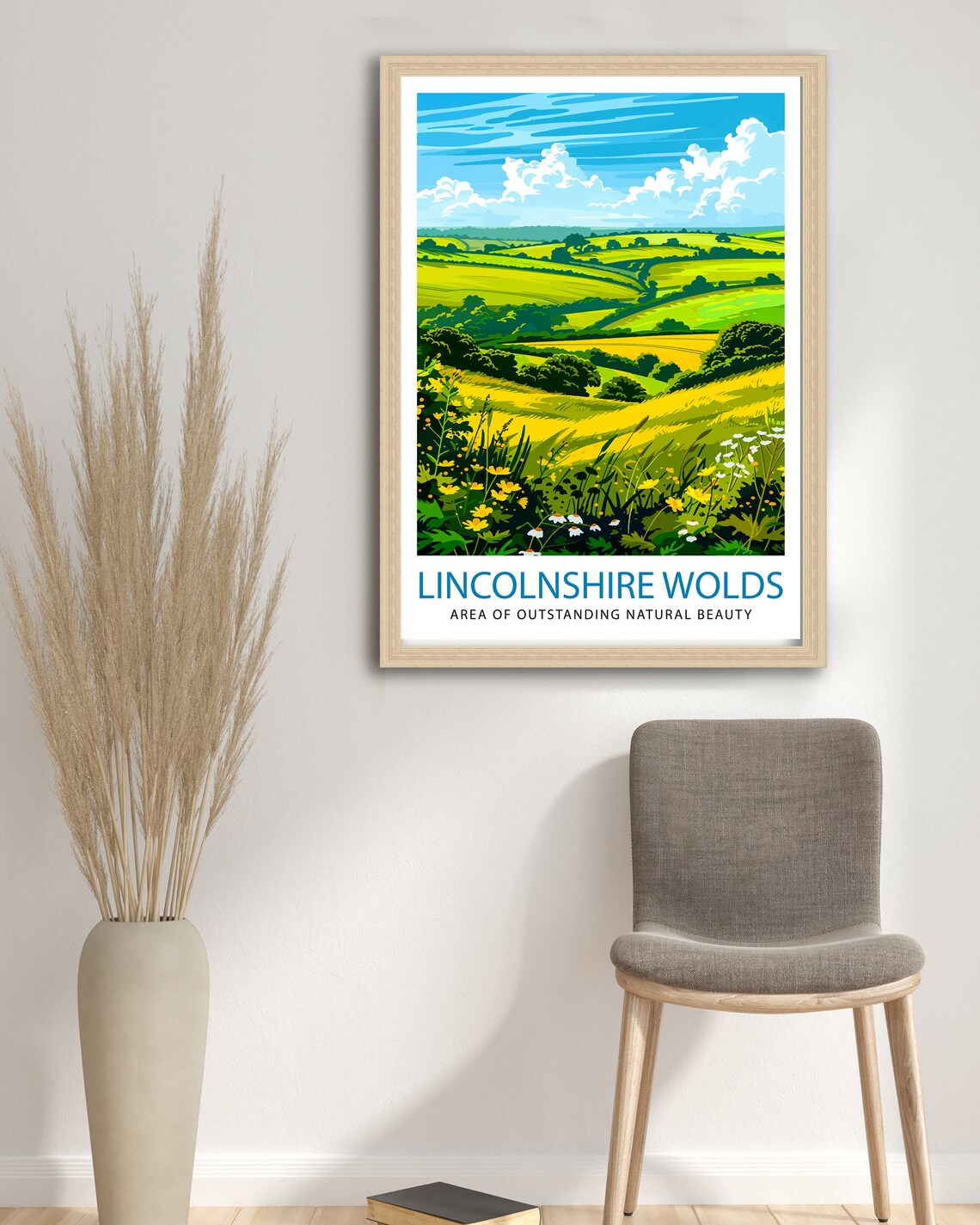 Lincolnshire Wolds Rolling Hills Wildflowers English Art Poster - Image 2