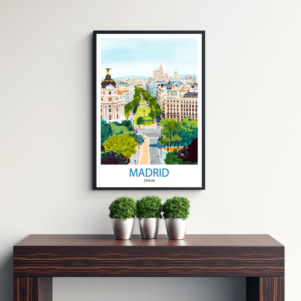 Madrid Spain Gran Via Avenue Boulevard View Cityscape Art Poster - Image 3