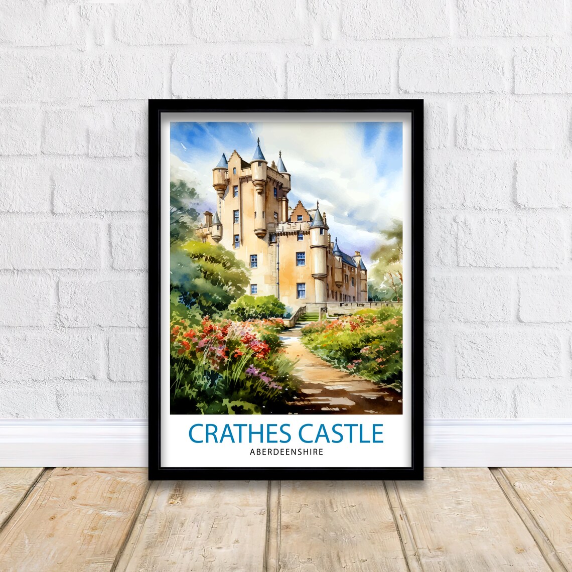 Crathes Castle Aberdeenshire Tower Gardens Watercolor Travel Poster - Image 2