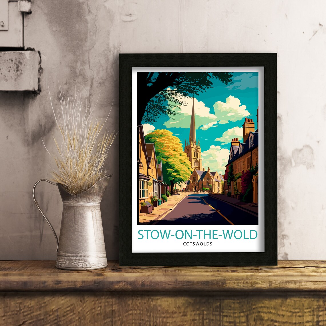 Stow on the Wold Cotswolds Church Spire Village Travel Poster - Image 2