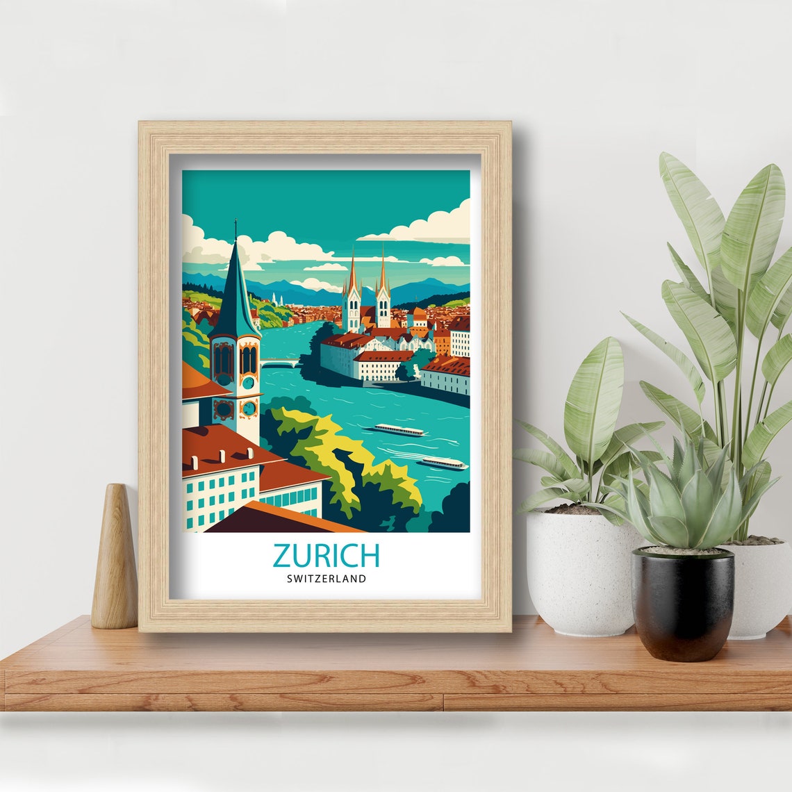 Zurich Switzerland Travel Print Zurich Wall Decor Zurich Home Living Decor Zurich Illustration Travel Poster Gift For Zurich Switzerland - Image 3