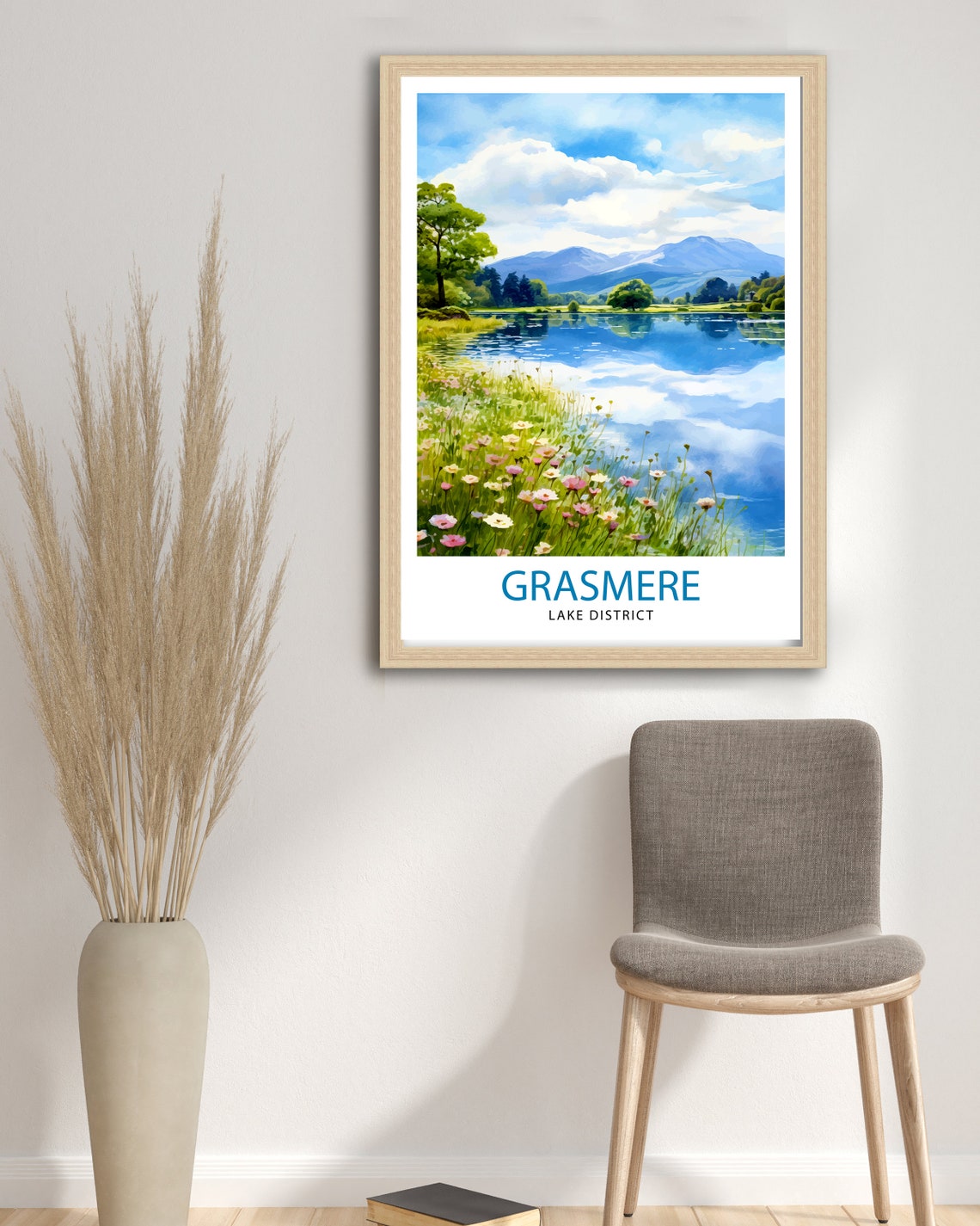 Grasmere Lake District Wildflower Meadow Lake Reflection Poster - Image 3
