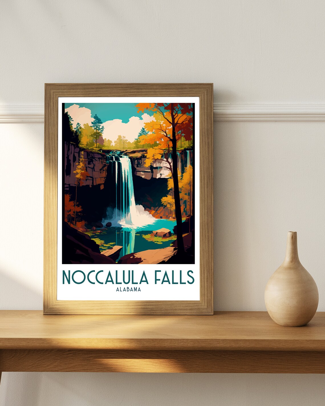Noccalula Falls Alabama Autumn Waterfall Canyon Travel Poster - Image 3