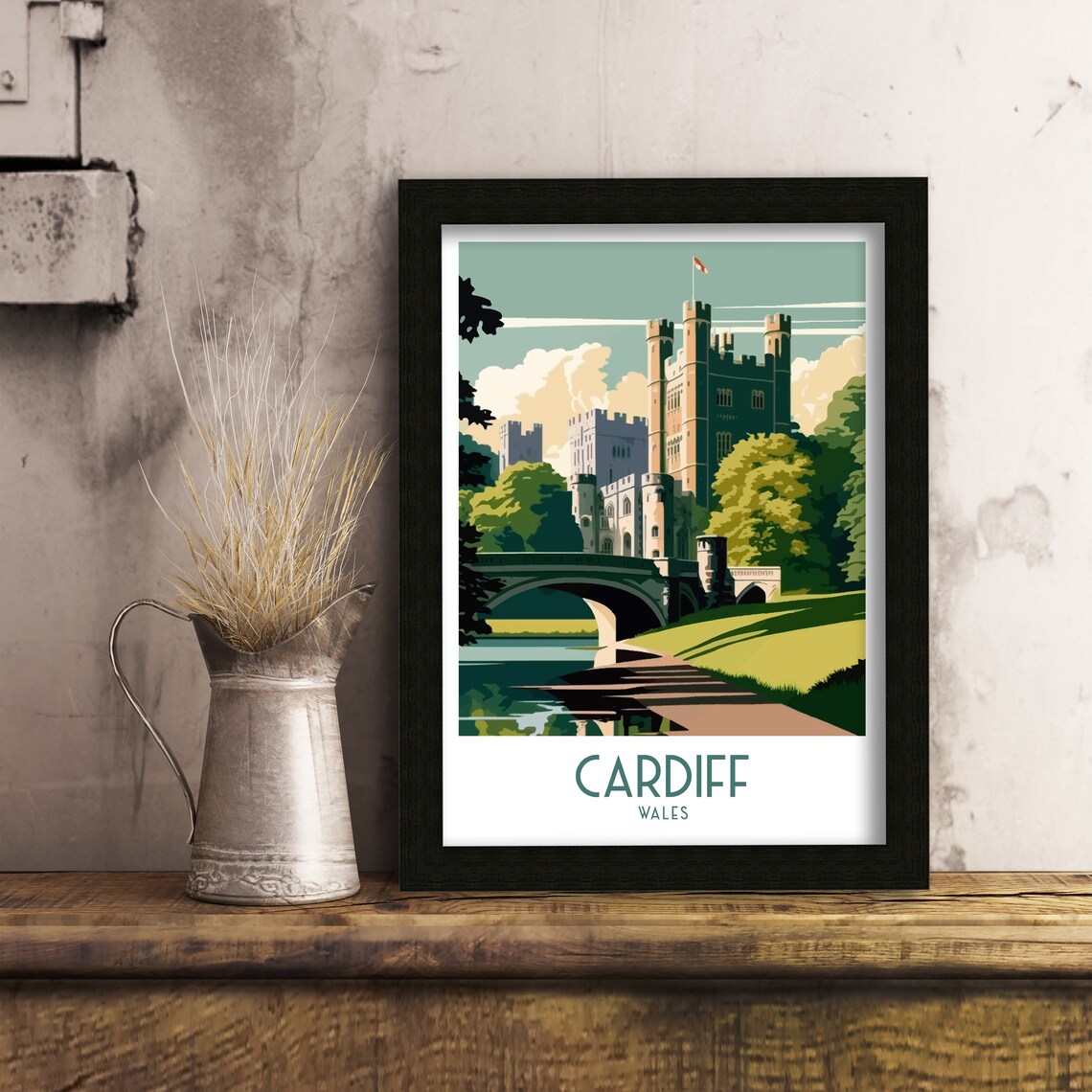 Cardiff Travel Poster, Cardiff Castle Wall Art - Image 2