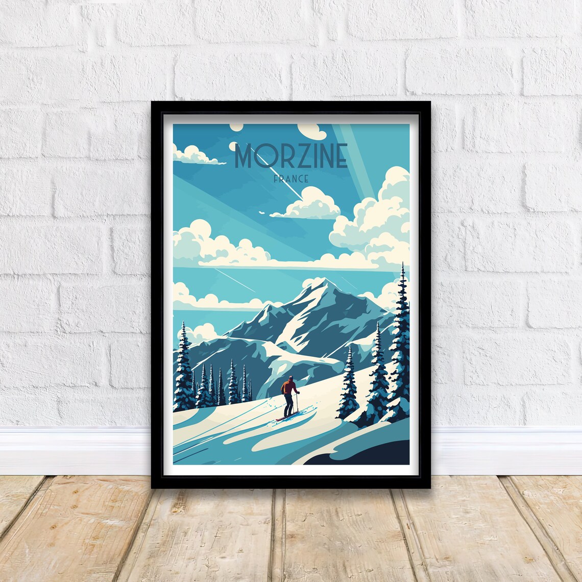 Morzine France Alpine Slopes Retro Ski Resort Mountain Poster - Image 2