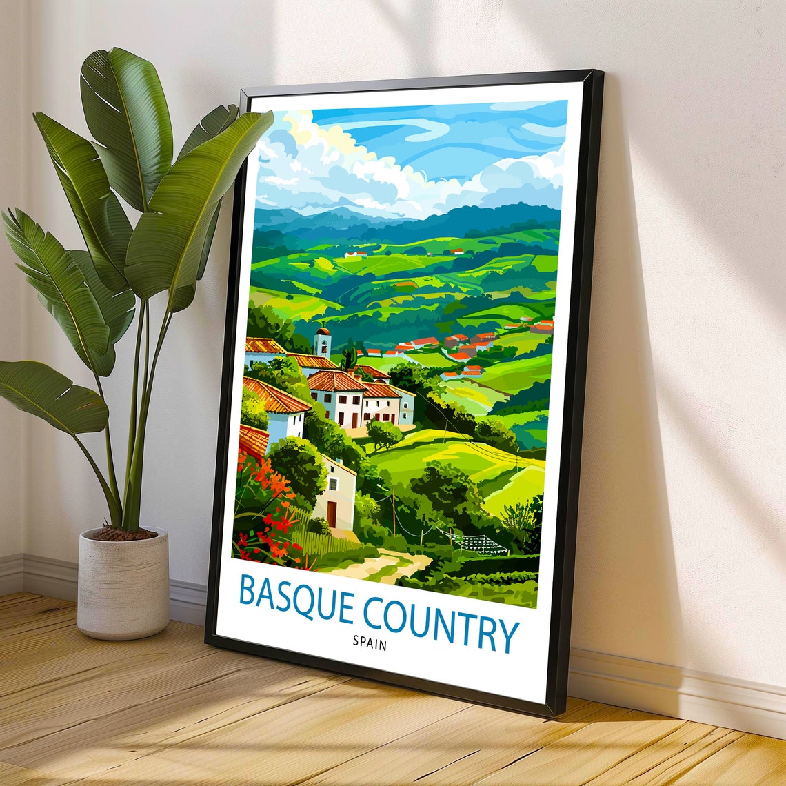 Basque Country Spain Scenic Rolling Green Hills Travel Poster - Image 2