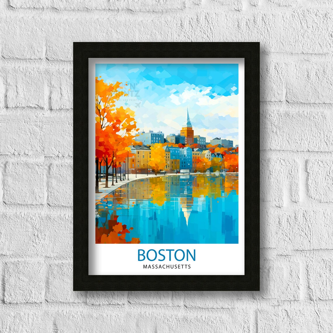 Boston Massachusetts Wall Hanging Travel Poster - Image 3
