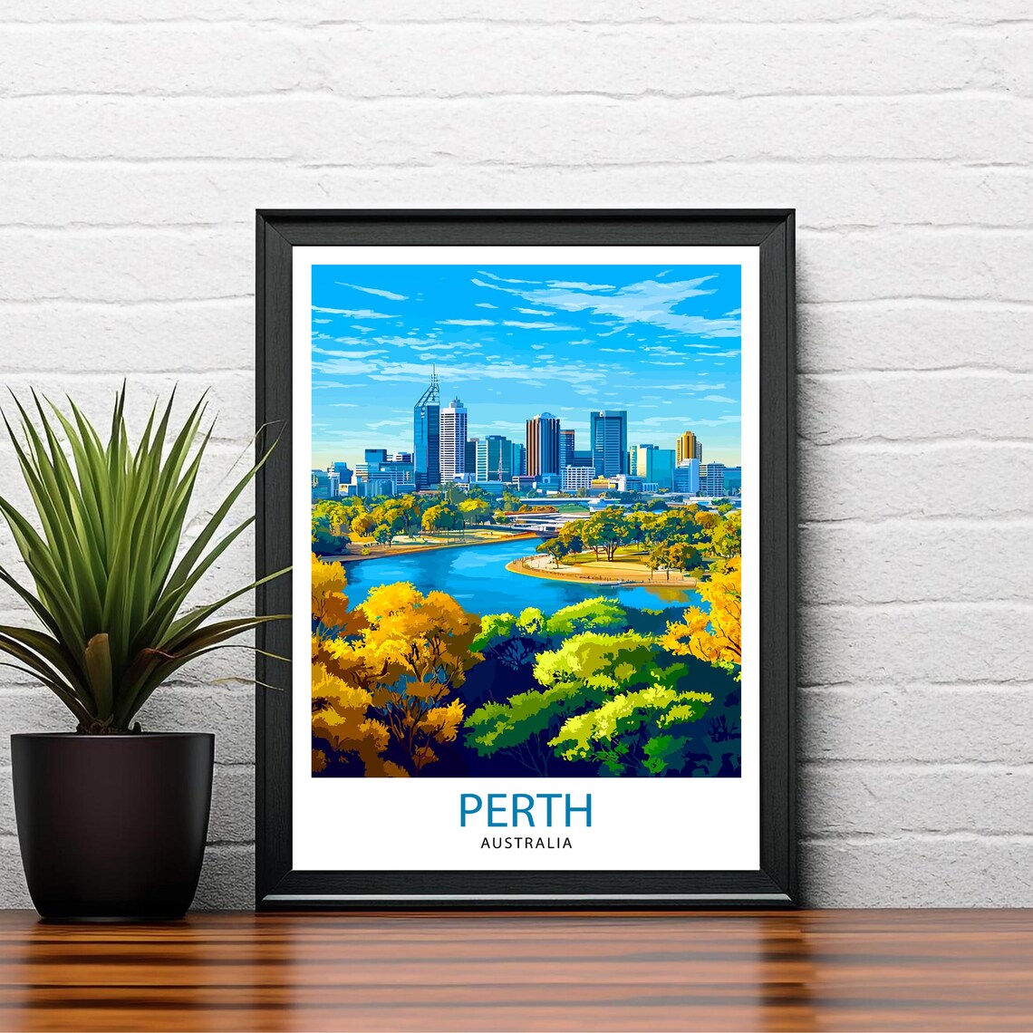 Perth Australia Travel Poster, Cityscape Wall Decor - Image 2