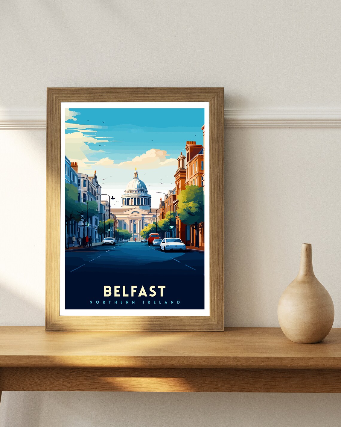 Belfast Northern Ireland Cityscape Illustration Art Print - Image 2