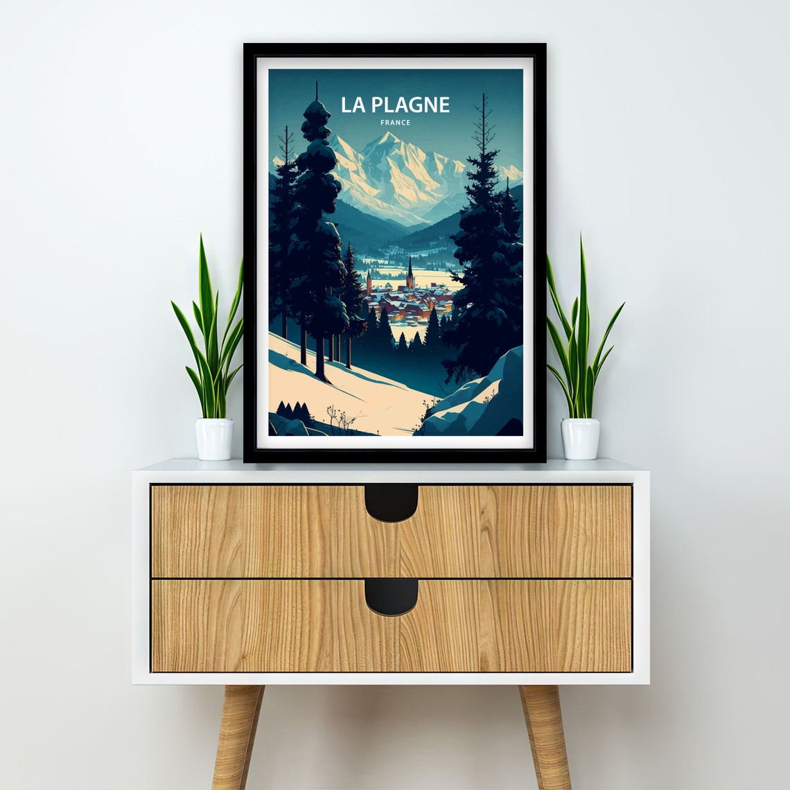 La Plagne Travel Print La Plagne Wall Decor La Plagne Home Living Decor La Plagne Illustration La Plagne France Poster La Plagne Gift - Image 2