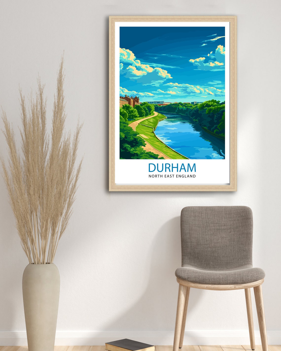 Durham England River Wear Bend Green Banks Path Travel Poster - Image 2