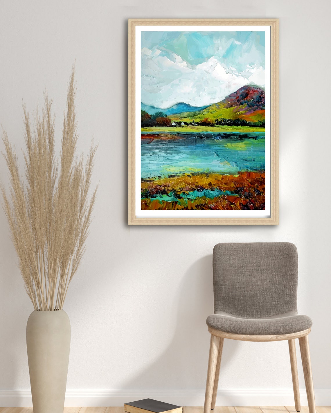 Catbells Lake District England Palette Knife Lake Fell Abstract Poster - Image 2