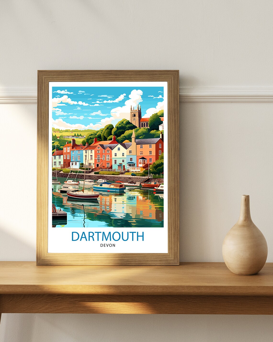 Dartmouth Harbour Travel Poster, UK Wall Decor - Image 2