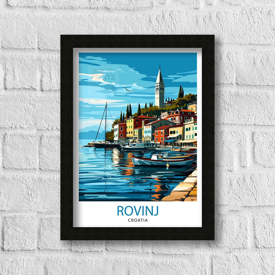 Rovinj Croatia Coastal Harbor Old Town Colorful Travel Poster - Image 3
