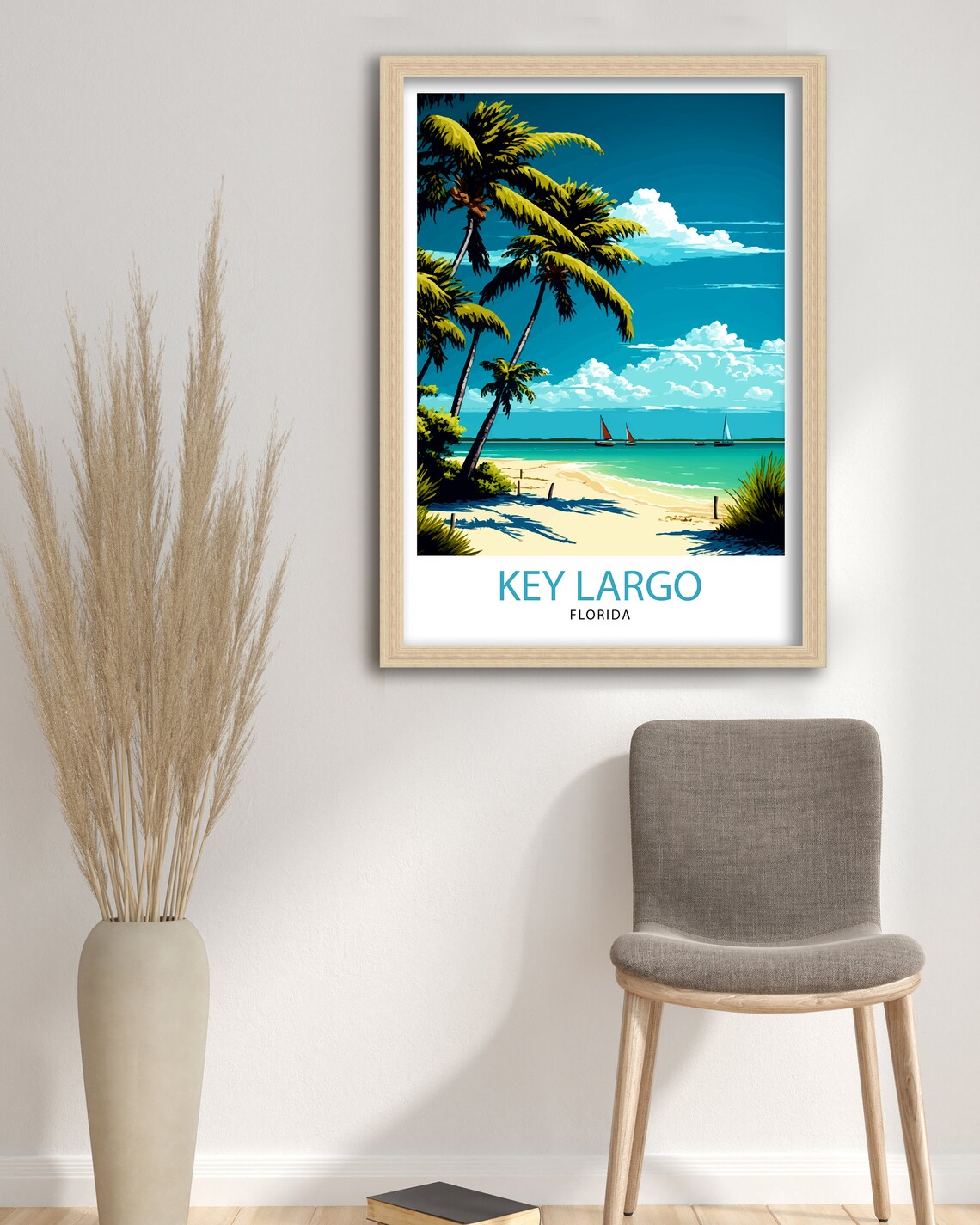 Key Largo Florida Travel Poster, Beach House Decor - Image 3