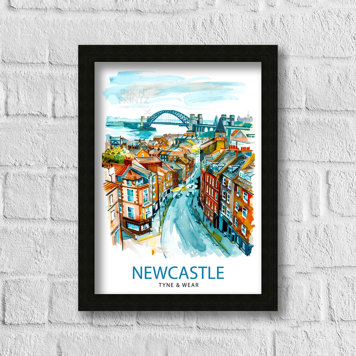Newcastle Travel Poster, UK Place Wall Decor - Image 3