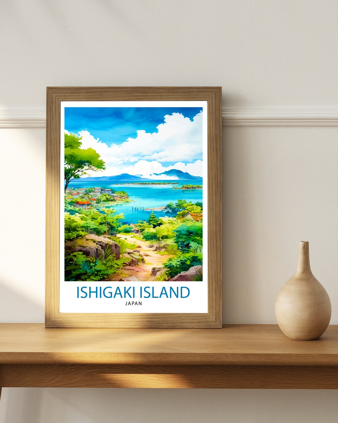 Ishigaki Island Japan Tropical Bay Village View Travel Poster - Image 2