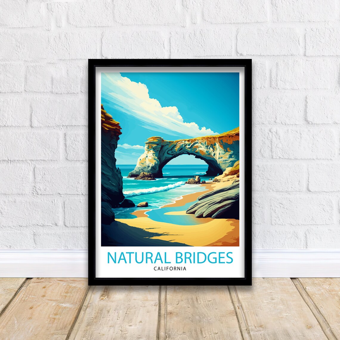 Natural Bridges California Travel Poster, Coastal Wall Art - Image 2