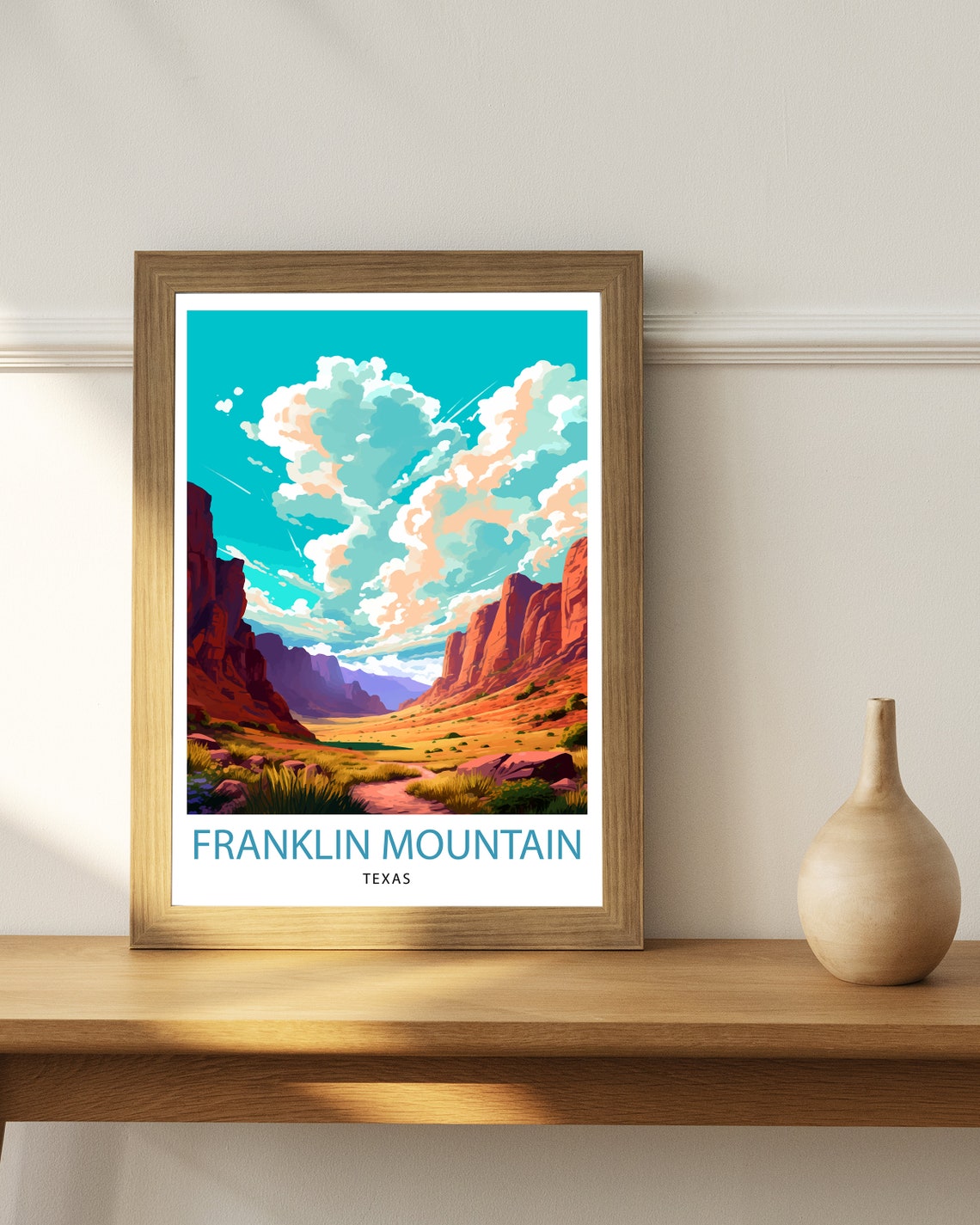Franklin Mountain Texas Red Canyon Desert Sunset Landscape Poster - Image 2