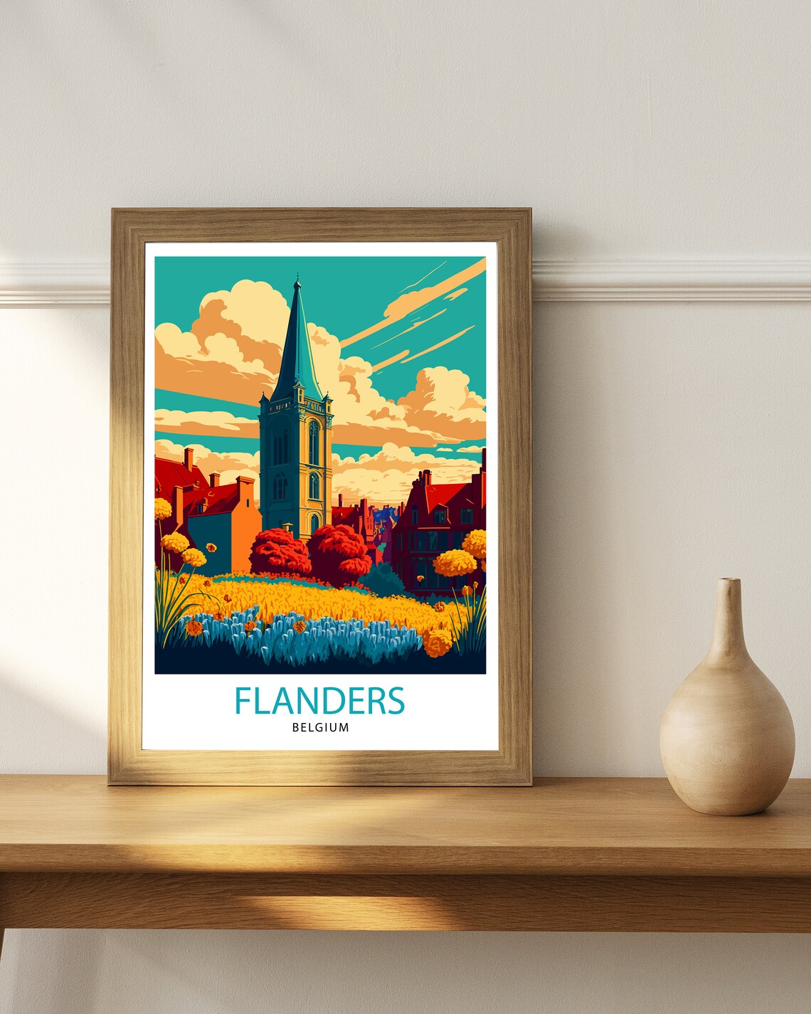 Flanders Belgium Travel Poster, Europe Wall Decor - Image 2