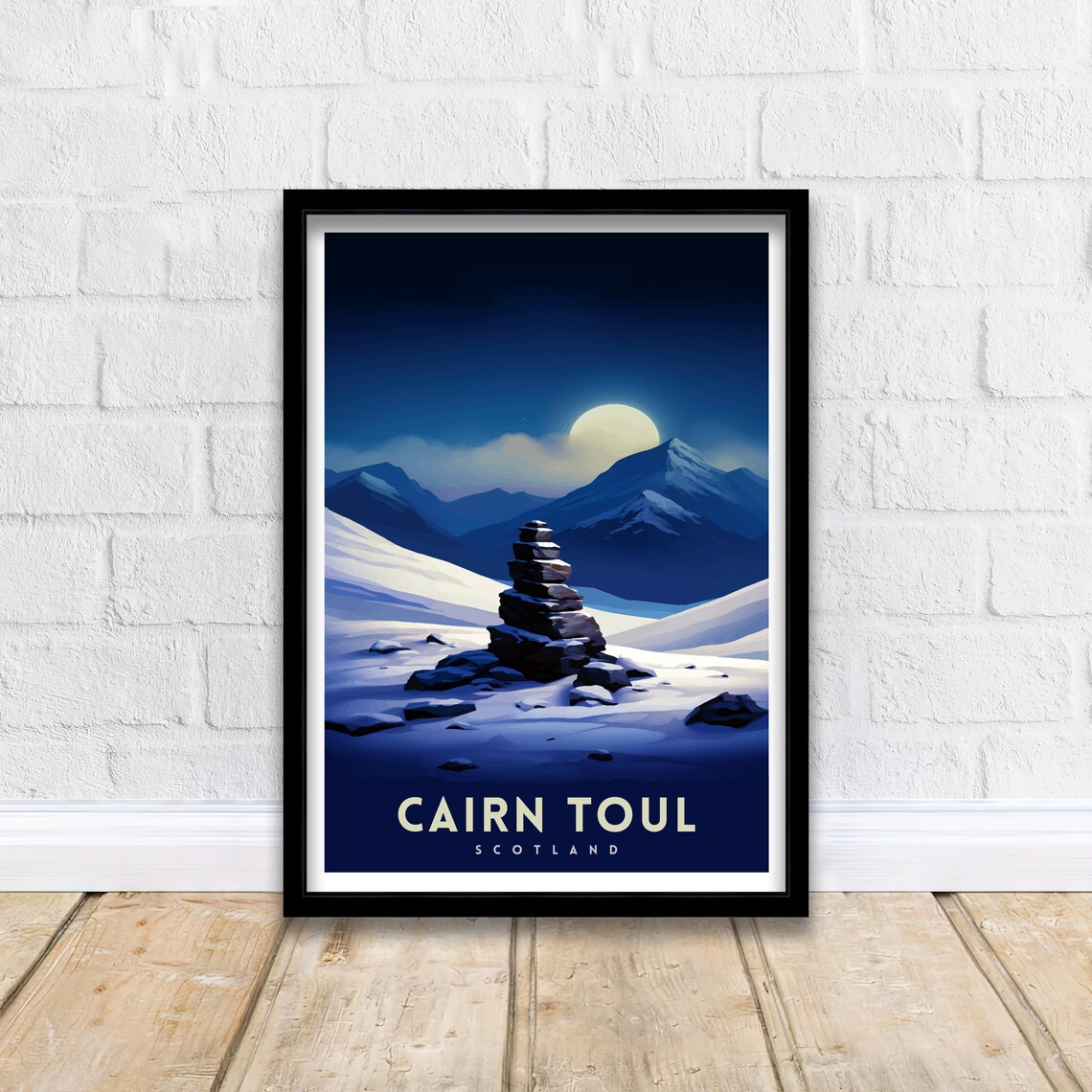 Cairn Toul Scotland Moonlit Snow Cairn Night Mountain Scene Poster - Image 2