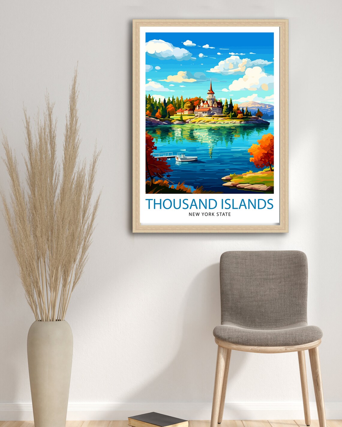 Thousand Islands New York Lakeside Castle Autumn View Travel Poster - Image 3