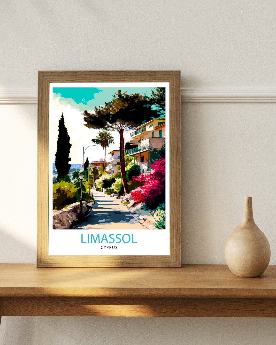 Limassol Cyprus Seaside Street Palm Trees Coastal Travel Poster - Image 2