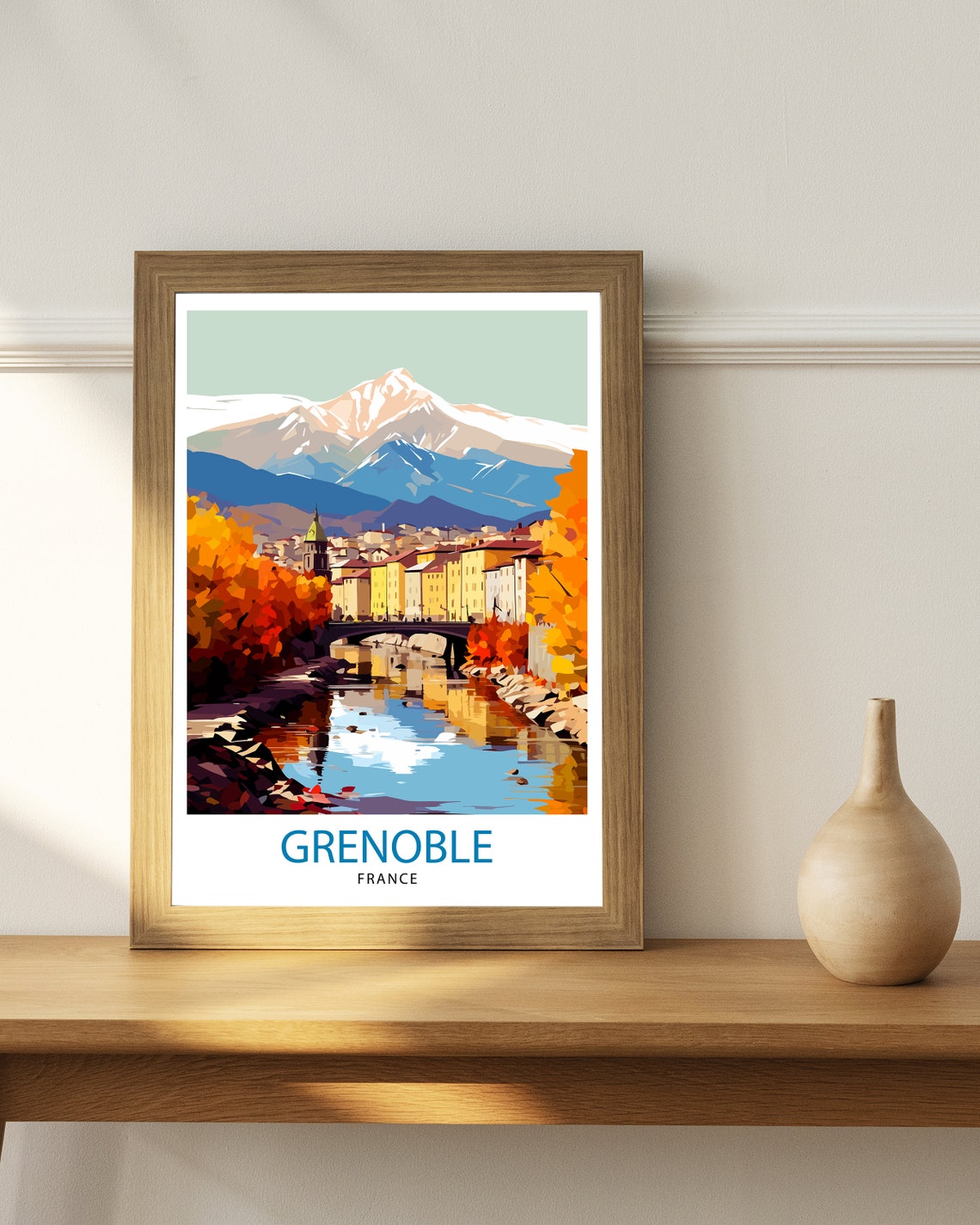Grenoble France Travel Print France Wall Decor Grenoble Poster French Alps Travel Prints France Art Print Grenoble Illustration French - Image 2