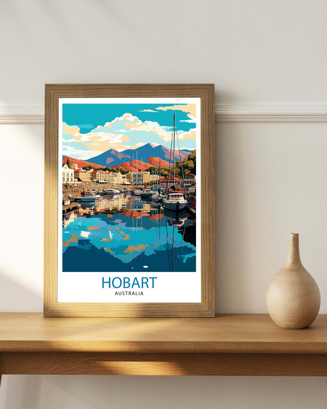 Hobart Australia Travel Print Tasmania Wall Decor Hobart Cityscape Poster Australian Travel Prints Hobart Art Print City Illustration Hobart - Image 2