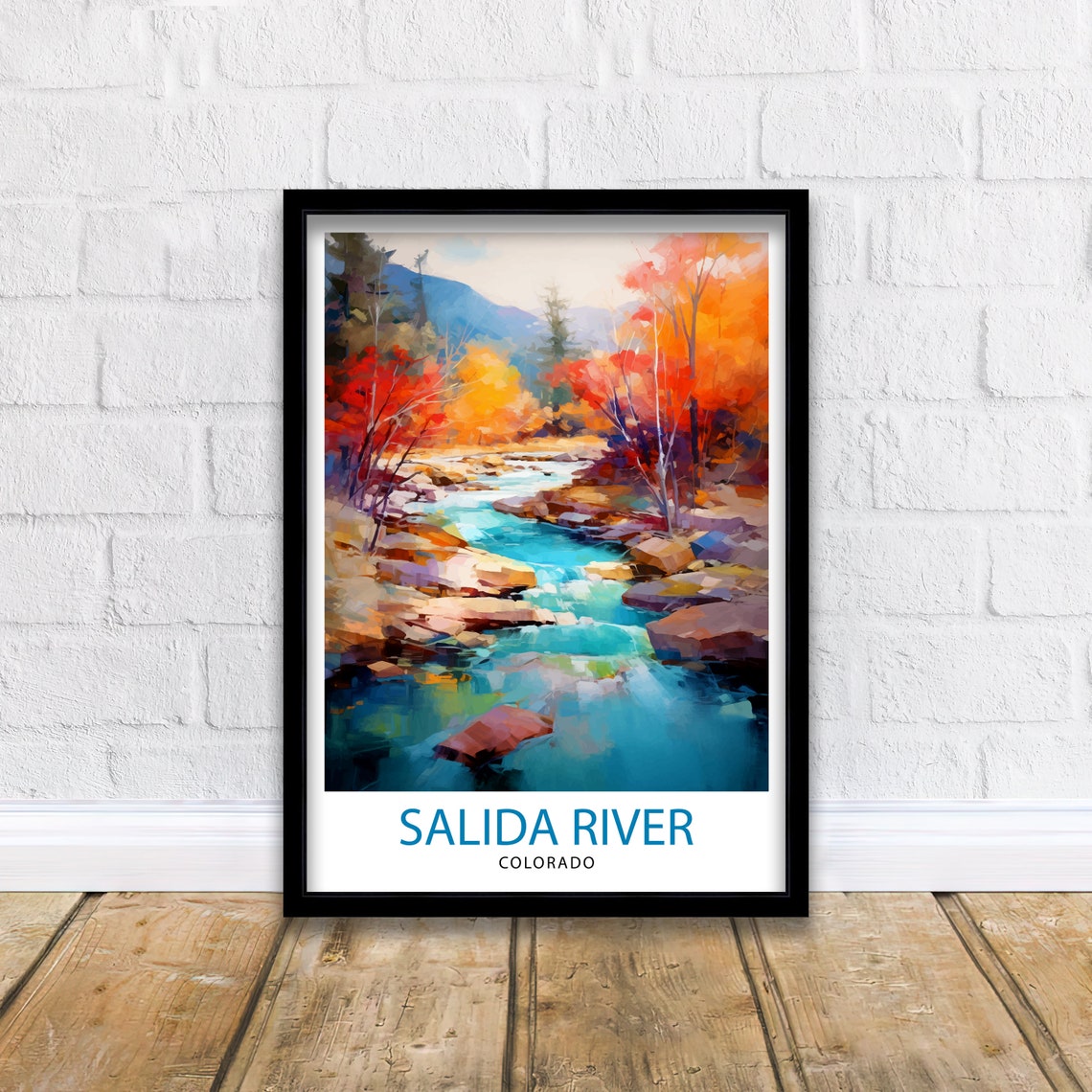 Salida River Colorado Autumn Creek Rocky Mountain Art Poster