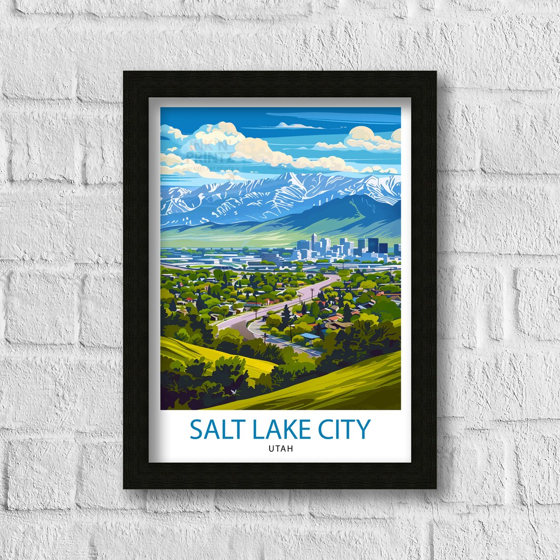 Salt Lake City Utah Travel Poster, Urban Mountain - Image 3