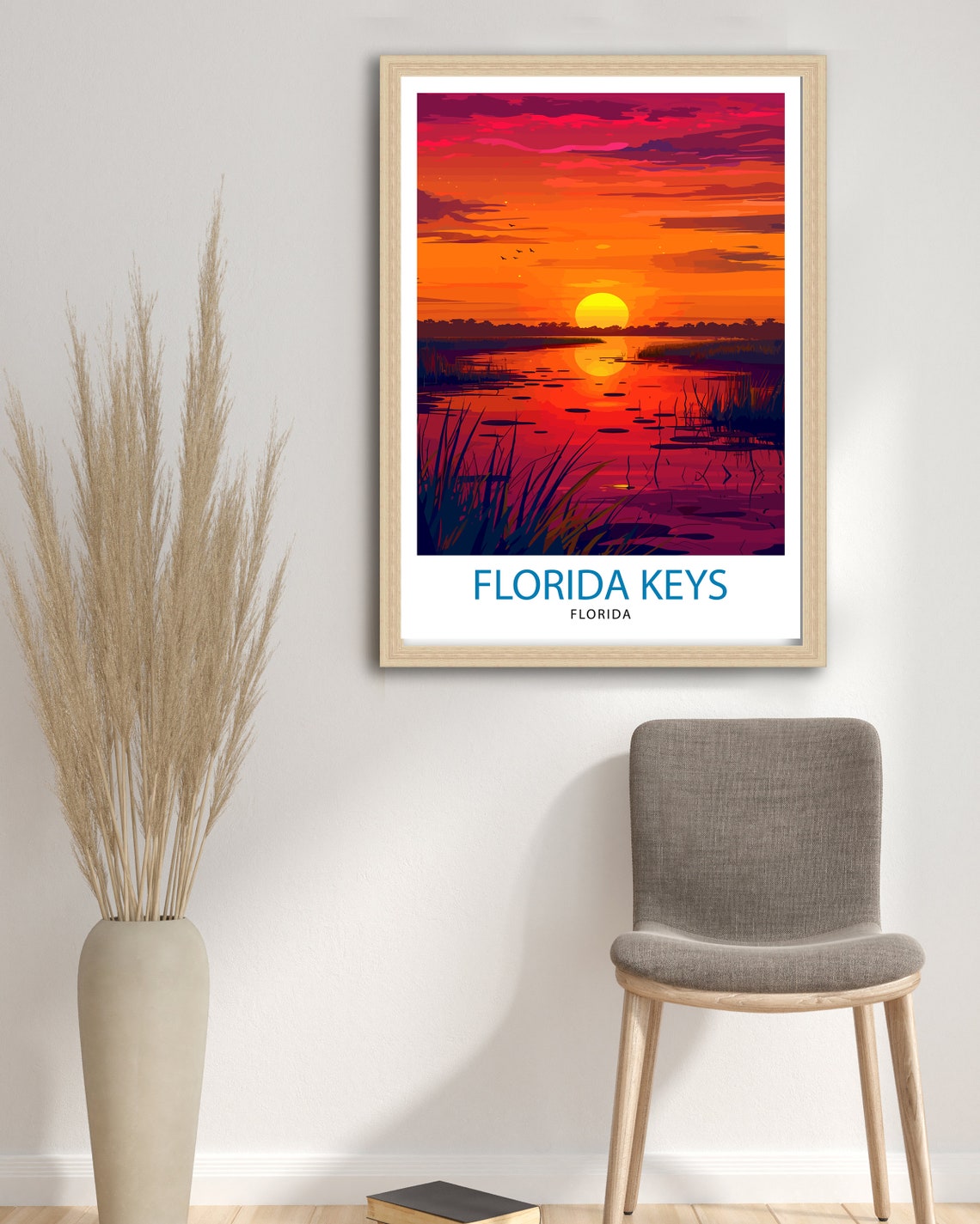Florida Keys Sunset Wetlands Water Colorful Evening Sky Travel Poster - Image 2