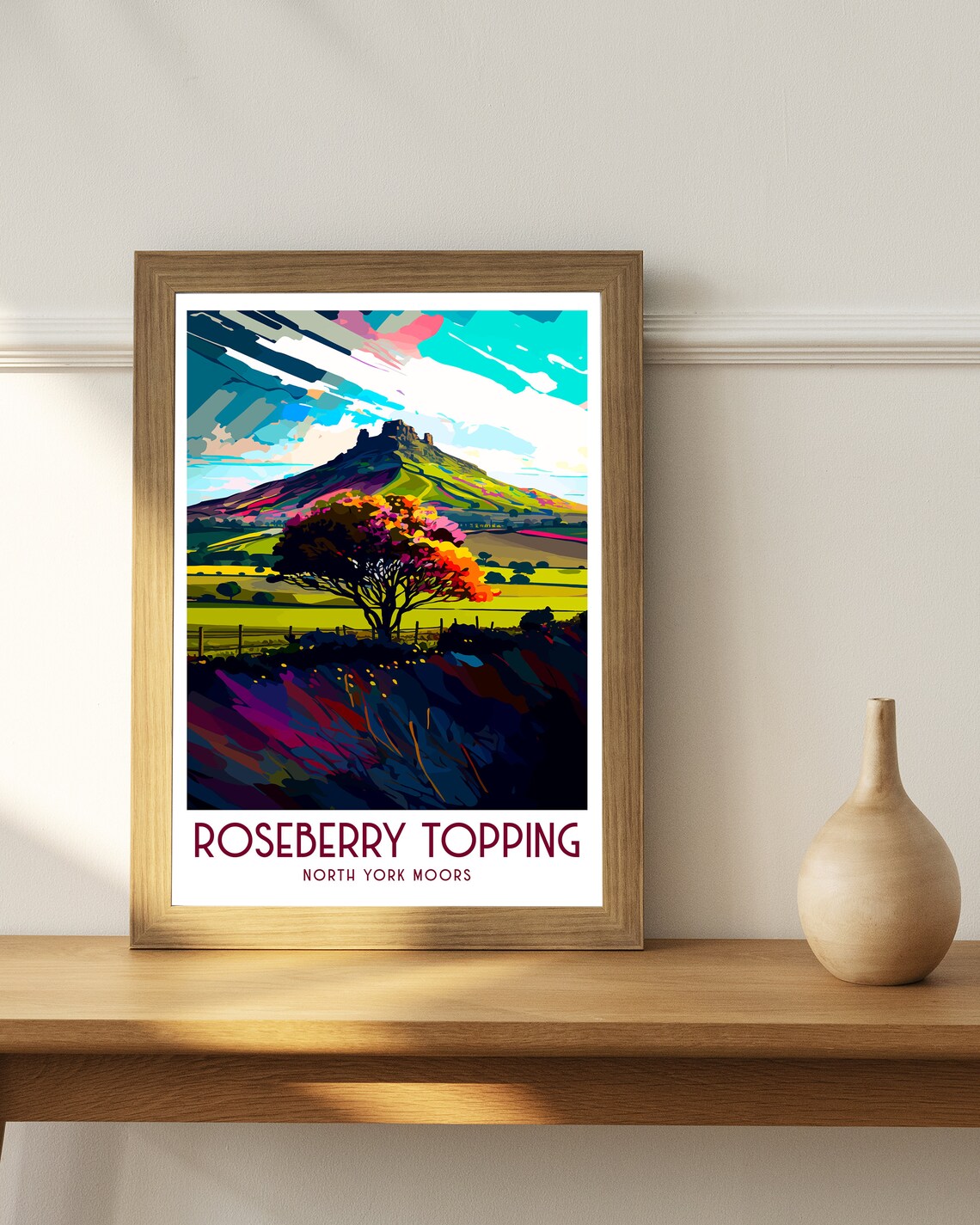Roseberry Topping Art Print, North Yorkshire Travel Poster - Image 3