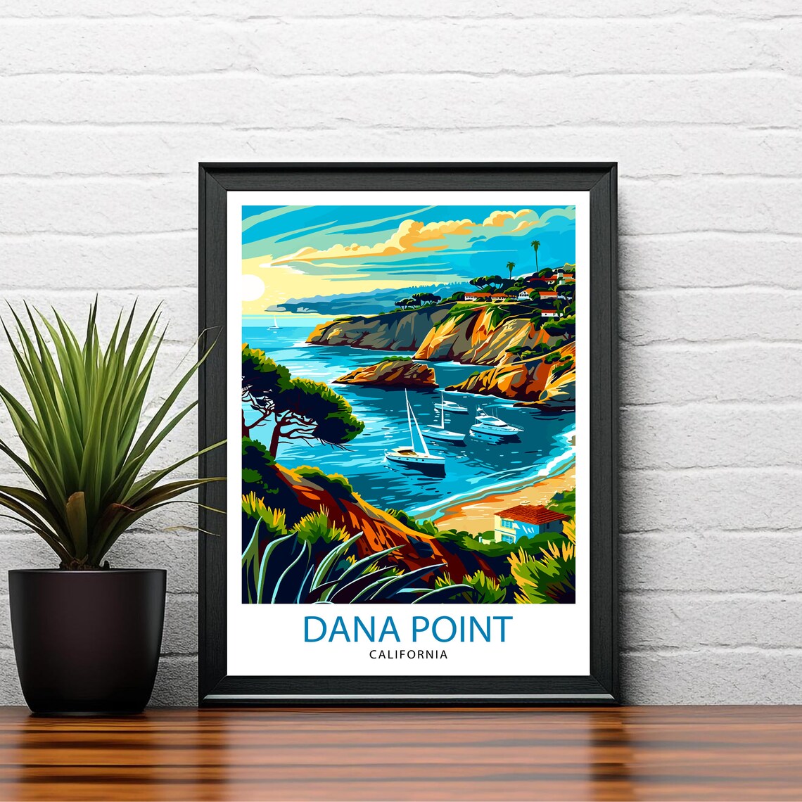 Dana Point California Cove Sailboats Sunset Coast Travel Poster - Image 3