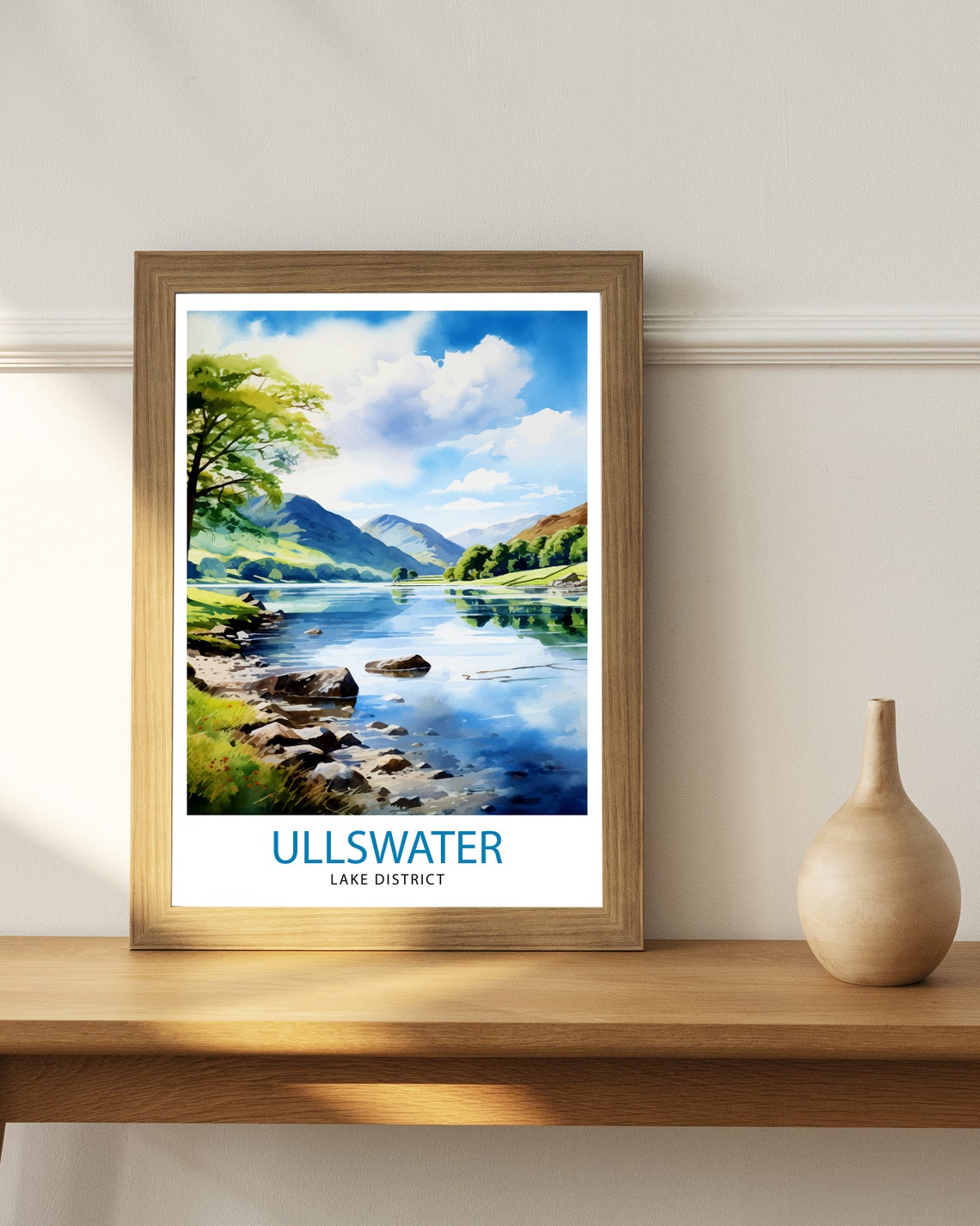 Ullswater Lake District Lakeshore Rocks Fell Watercolor Poster - Image 2