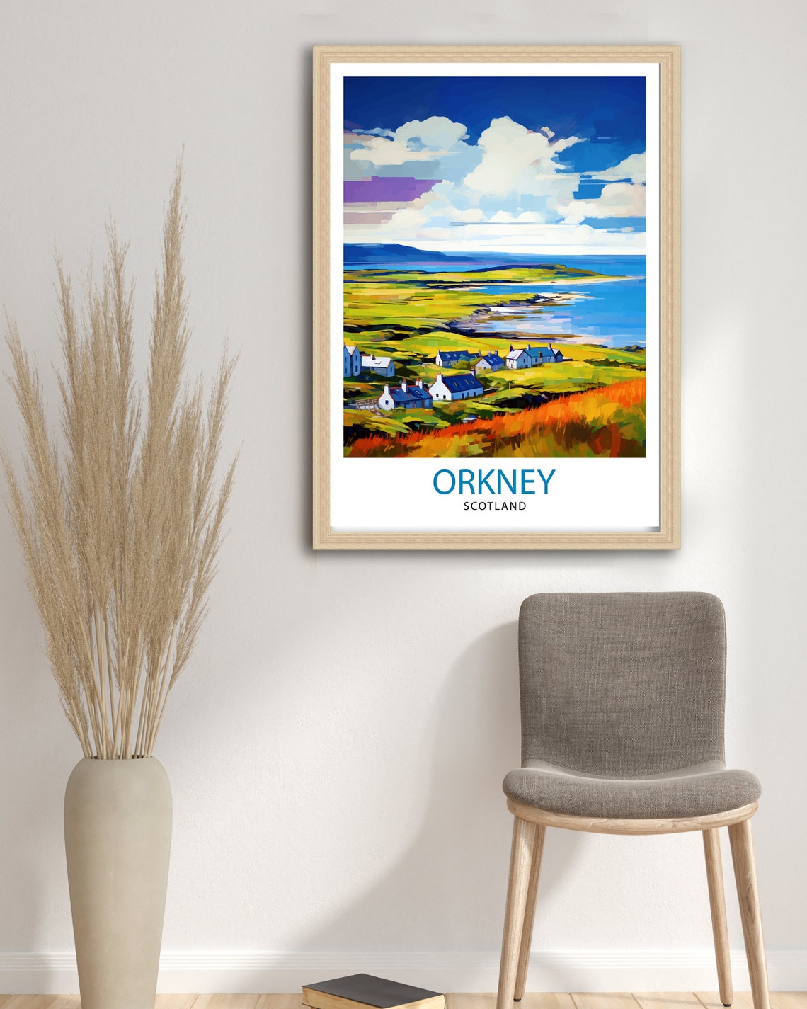Orkney Scotland Coastal Cottages Landscape Travel Poster Artwork - Image 3