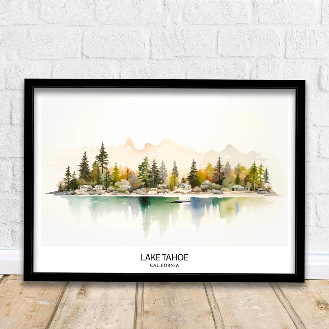 Lake Tahoe Illustration Travel Poster, California Decor