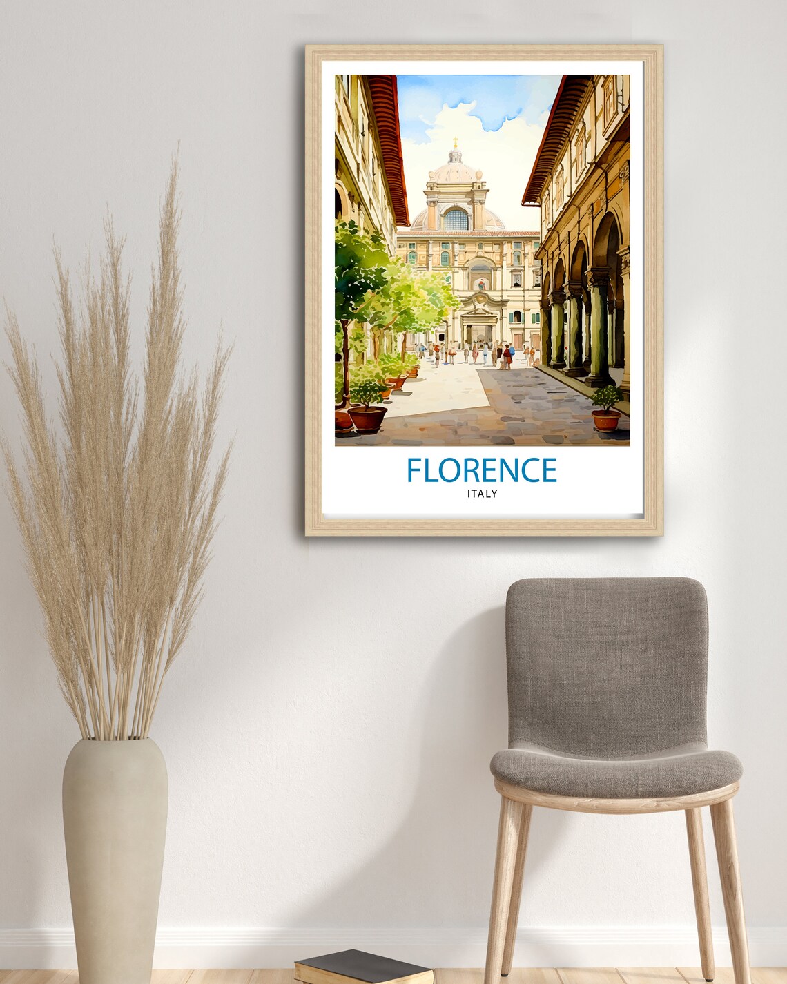 Florence Italy Watercolor Street Scene Italian Travel Art Poster - Image 3