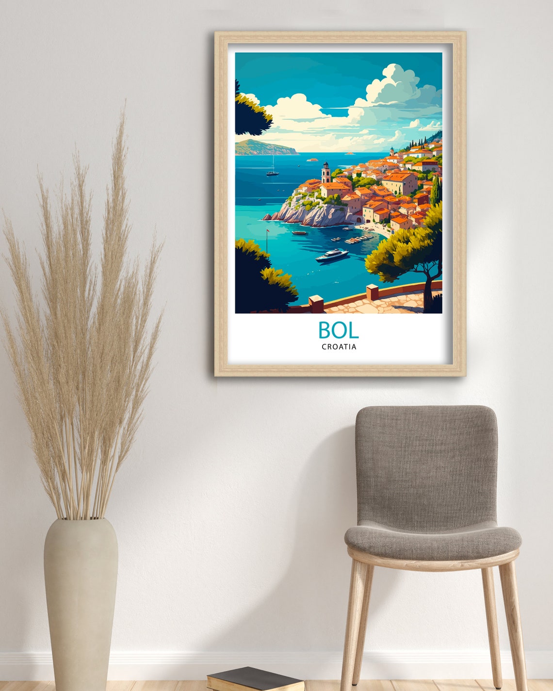 Bol Croatia Travel Print Bol Wall Decor Bol Home Living Decor Bol Croatia Illustration Travel Poster Gift For Bol Croatia Home Decor - Image 3
