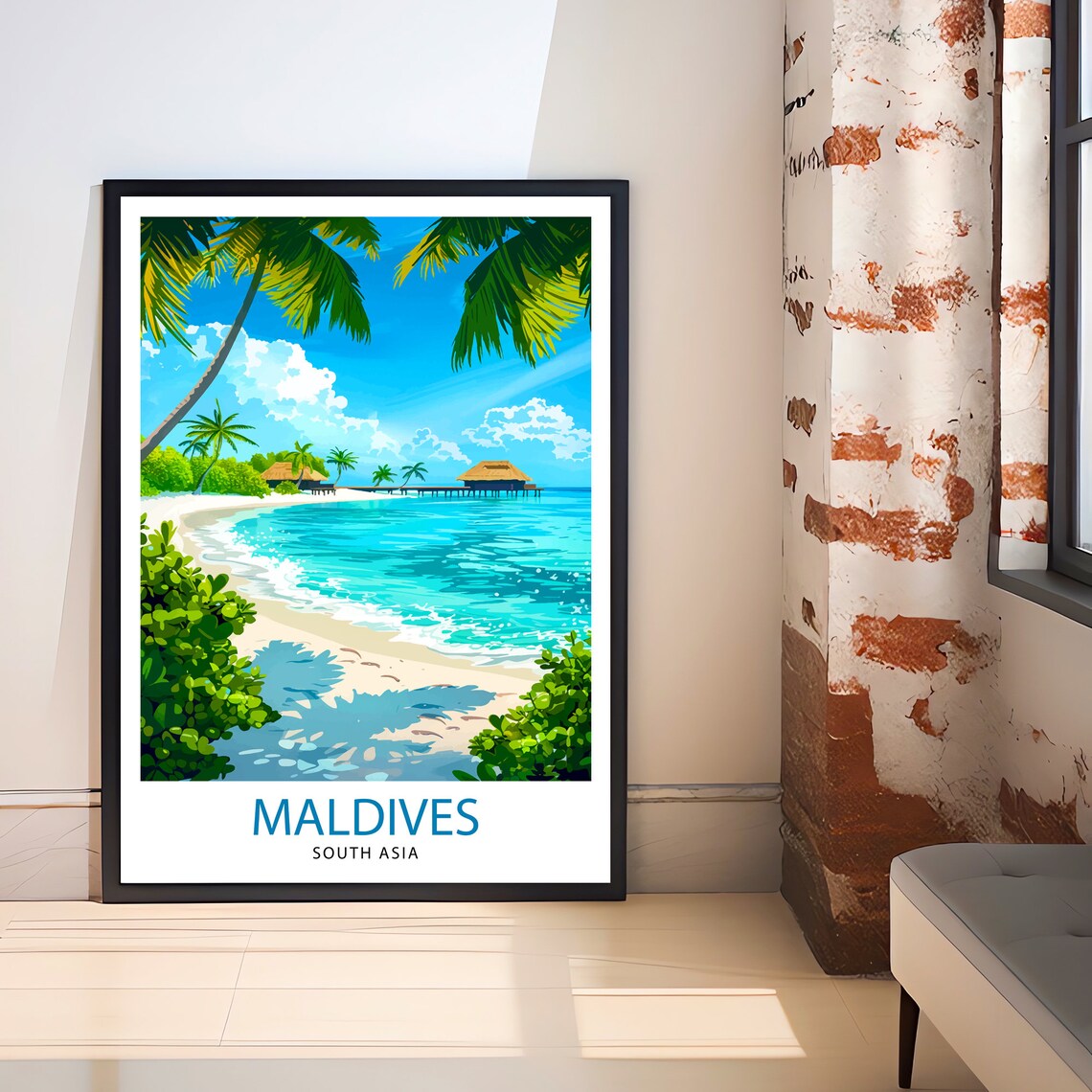 Maldives Travel Print Maldives Wall Decor Maldives Poster Tropical Travel Prints Maldives Art Print Maldives Illustration Maldives Wall Art - Image 3