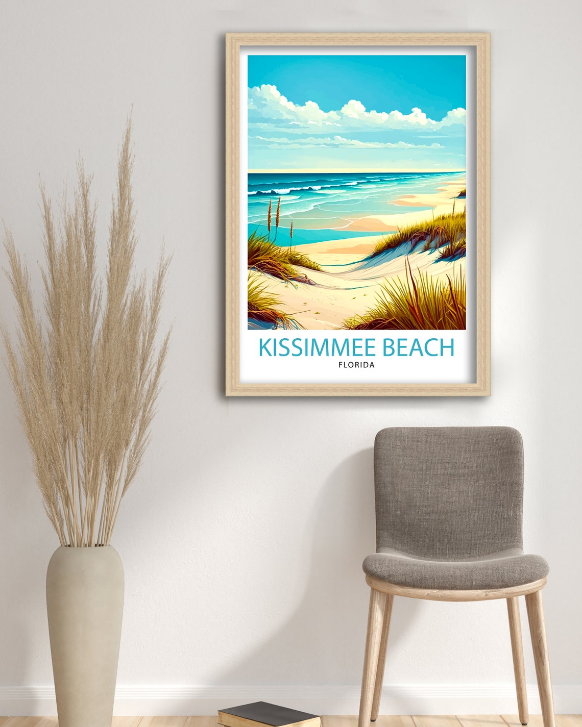 Kissimmee Beach Florida Sand Dunes Ocean Vintage Travel Poster - Image 3