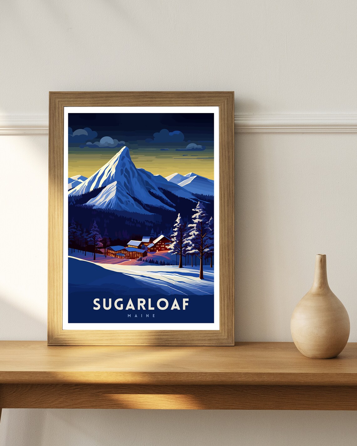 Sugarloaf Maine Ski Resort, Winter Landscape Art Print - Image 2