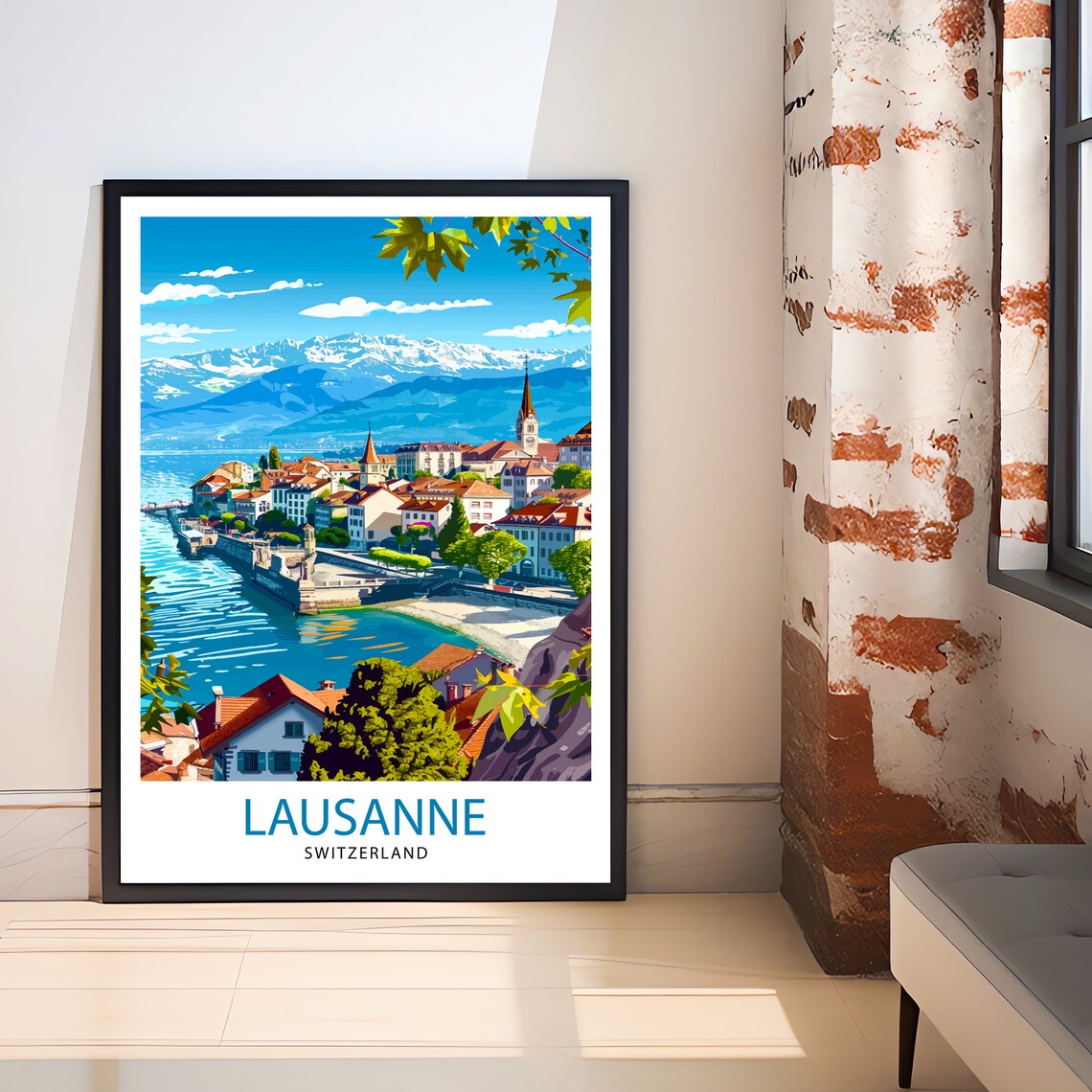 Lausanne Switzerland Travel Poster, European City View - Image 2